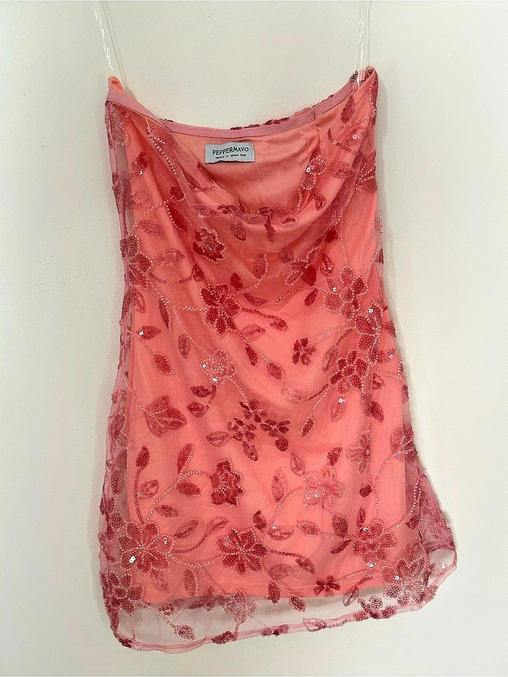 Peppermayo Floral Sequin Camisole Pink Size Medium - Picture 3 of 5